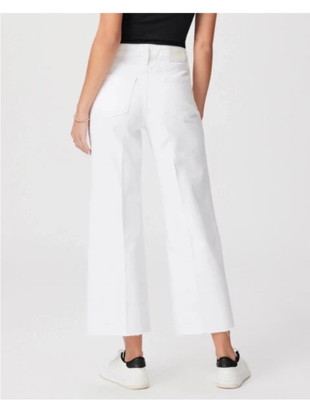 PAIGE White High-Rise Wide-Leg Jeans with Tag Detail 30P - Picture 2 of 10